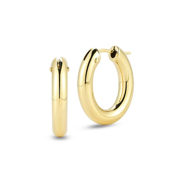 Designer Gold Medium Round Hoop Earrings - 1